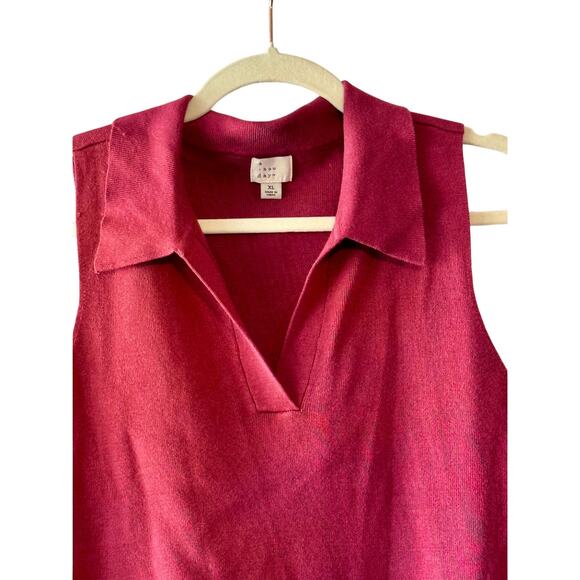 A New Day Women’s Sleeveless Collared Knit Top Size XL – Deep Pink Stretchy - Picture 3 of 6